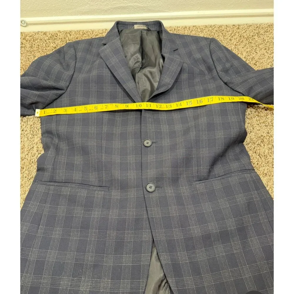 Banana Republic Mens Blue Plaid Blazer Sz 40R Preppy Sport Coat Academia Wool